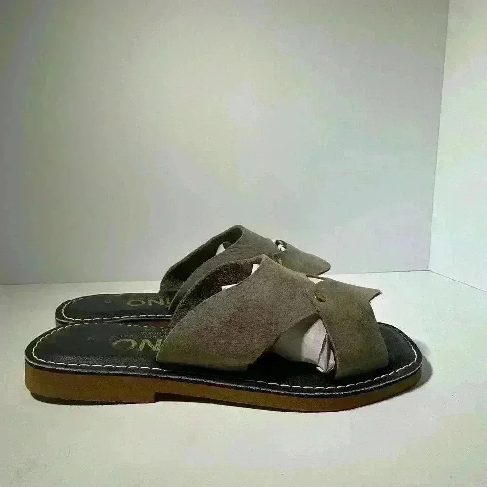 KINO Sandals Gray Leather Suede Slip On Handmade Key West Florida Women’s Size 9 - Picture 3 of 9